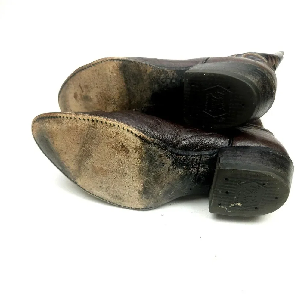 Vintage Tony Lama 6703 Men's 10 D Cowboy Western Boots Brown Black Leather